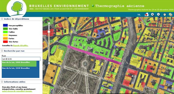 Photo thermographie aérienne rue de la loi